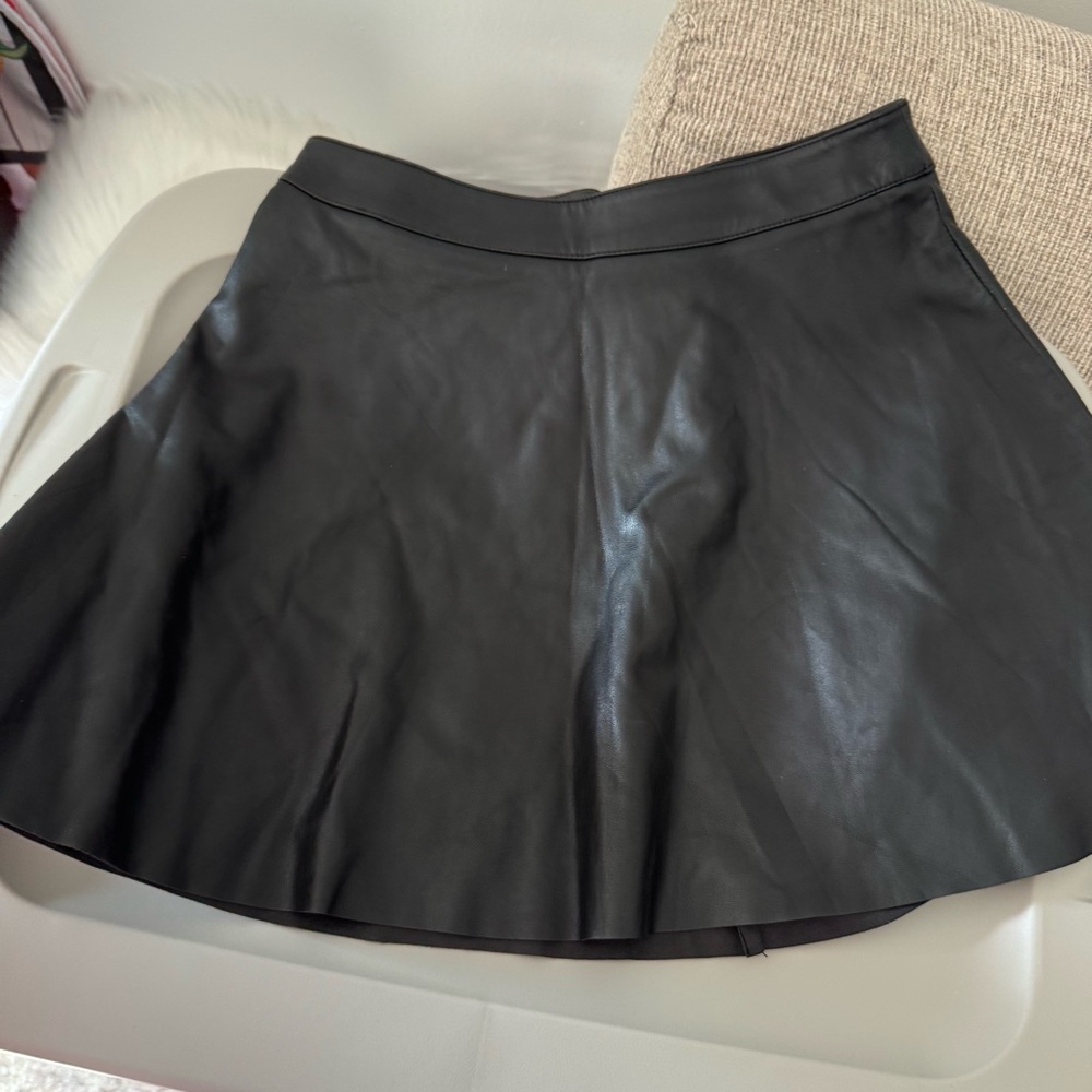 Black Faux Leather Skater Skirt